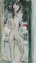 David Cox RWA ROI (British, 1914-1979) - Standing nude, oil and gesso on board, signed 'David