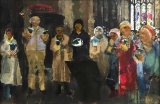 Constance Stubbs (British, 1927-2015) - Pakenham Bell Ringers, mixed media, signed 'C Stubbs'