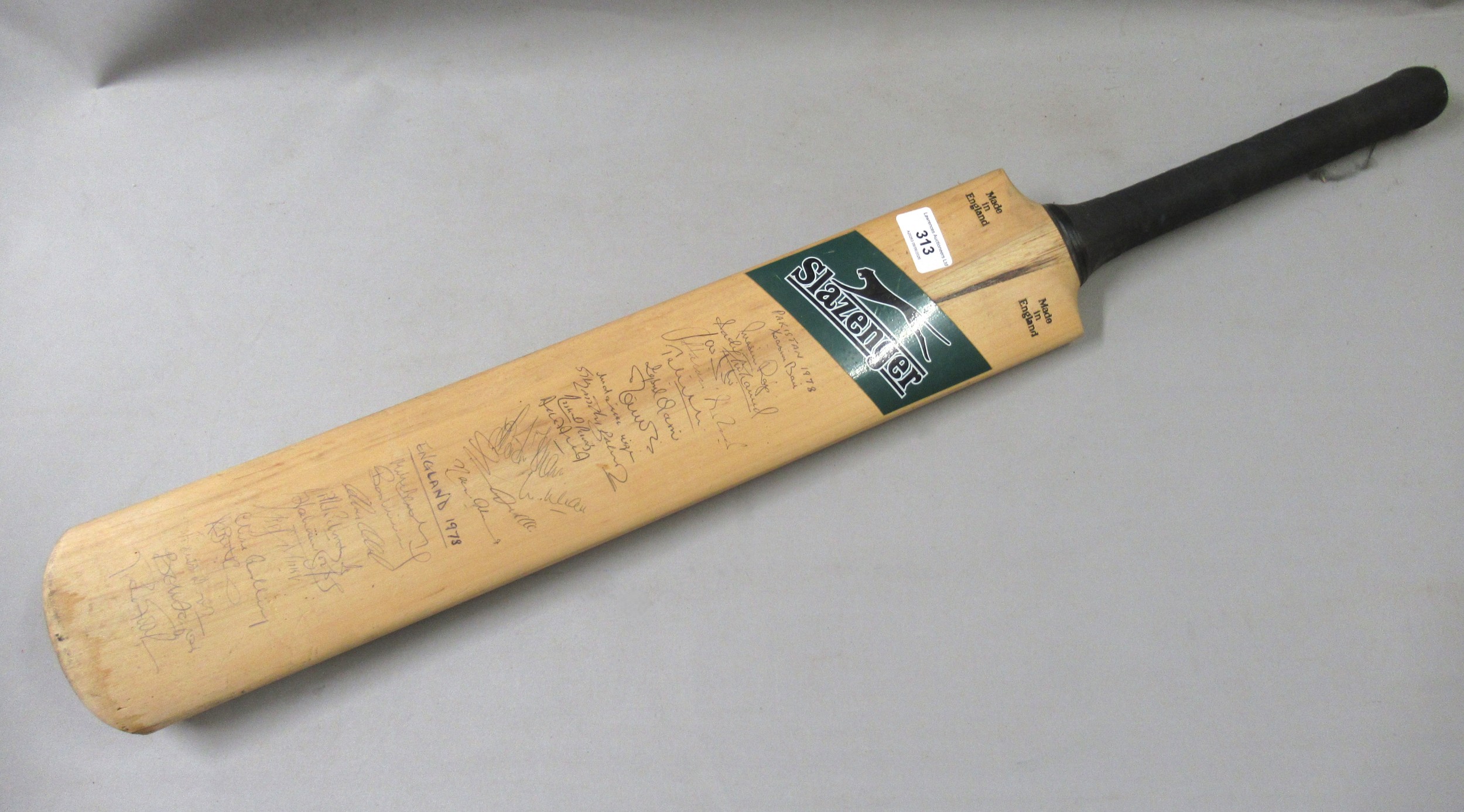 Slazenger cricket bat, signed by 1978 Pakistan and England cricket teams