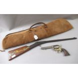 Original Model One air rifle, together with a replica pistol in a suede carry case