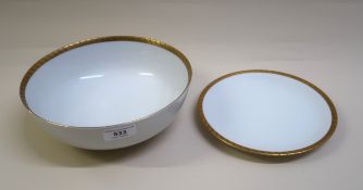 Rosenthal gilt rimmed part dinner service with bowl and a set of Coalport black and gilt dinner
