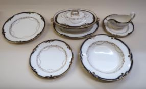 Antique Copeland Spode dark blue, white and gilt dinner service