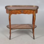 A FRENCH KINGWOOD AND FLORAL MARQUETRY SIDE TABLE.