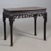 A LATE 19TH CENTURY CHINESE HARDWOOD SIDE TABLE.