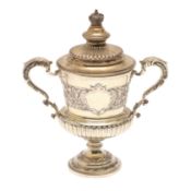 A LATE VICTORIAN SILVER GILT TROPHY CUP.