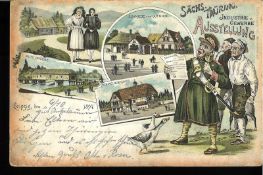Deutsches Kaiserreich, Ansichtskarte sächs. Thüring. Industrie u. Gewerbe Ausstellung 1897. Gelaufen