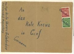 Allierte Besatzung, Brief an das Rote Kreuz in Genf, Entwertung, Sonderstempel.