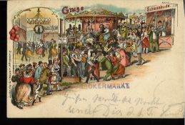 Deutsches Reich, Ansichtskarte Jahrmarkt, gelaufen 1902.