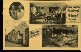 Deutsches Reich, Ansichtskarte "Restauration Conditorei Mohaupt - Kratzau - Jausenstation".