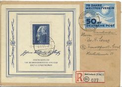 Sowjetische Zone 1949/50, Einschreiben gelaufen am 4.1.1950.