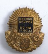 Mützenabzeichen Heeresgruppe Böhm-Ermolli. Nadel fehlt.