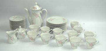 Kaffeeservice Eschenbach, Toledo "Orchidee" bestehend aus Kaffeekanne, 12 Tassen mit Unterteller, 12
