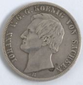 Ein Vereinsthaler, ein Pfund Fein, 1870B, Sachsen, Johann König von Sachsen 1854-1873,