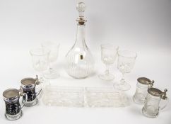 Lot Kristallglas, dabei 4 Weingläser, 2 Schalen, 1 Stöpselflasche und 4 Schnapskrüge.