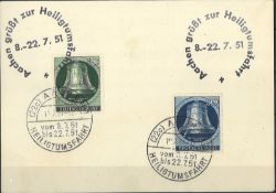 Berlin 1951 auf Sonderkarte. MiNr. 76+78 gestempelt.