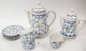 Resteservice Winterling "Indisch Blau" bestehend aus Kaffeekanne, Teekanne, 3 verschiedene Tassen
