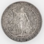 Britischer Trade Dollar 1891, Silber, Durchmesser: ca. 35 mm. Erhaltung: ss.