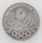 BRD 1972 G, 10 DM - Silbermünze "Olympische Spiele in 1972 in München". Erhaltung: ss.