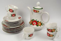 Kaffeeservice Winterling Bavaria, 1970er Jahre. Bestehend aus Kaffeekanne, 5 Tassen, 6 Untertassen