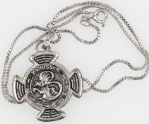 Silberkette mit Anhänger, Kette Silber 835, Anhänger Silber 800. Länge: ca. 43 cm.