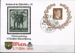 Postwertzeichen des Deutschen Reiches mit Sonderstempel.