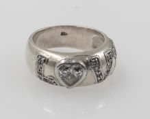 Silberring mit Bergkristall besetzt. Silber 925. Ringgröße: ca. 59
