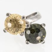 Damenring Italy aus Silber, besetzt mit Glassteinen, Ringgröße 58.