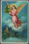 Motivkarte "Fröhliche Weihnachten" via Sibirien, Kingtau China 1910