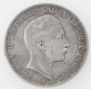 Deutsches Kaiserreich Preußen 1902 A, 5 Mark - Silbermünze "Wilhelm II.". Jaeger: 104. Erhaltung: