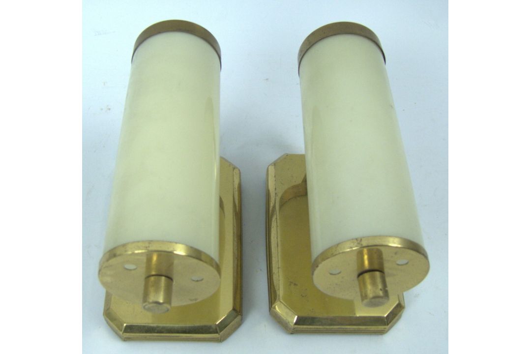 2 Vintage Wandleuchten im Mid-Century Design aus Messing. Länge ca. 20 cm - Bild 1 aus 3