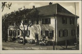 Gasthauskarte "Gasthaus, Pension und Kaffee Waldeck Neusatz" gelaufen 1948