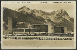 IV. Olympische Winterspiele Garmisch-Partenkirchen "Olympia-Kunsteis-Stadion gegen Zugspitzmassiv"