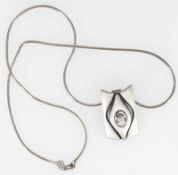 Kette mit Anhänger, 925er Silber, Anhänger besetzt mit Schmuckstein. Länge ca. 40 cm Gesamtgewicht