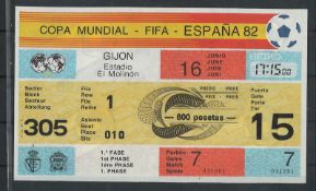 WM Spanien 1982 Eintrittskarte GIJON Estadio El Molinon 19.06.1982, 1. Phase Reihe 1., 17:15 h