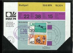 WM-Eintrittskarte zur 1. Finalrunde der Fußball-Weltmeisterschaft in Stuttgart am 19.06.1974: