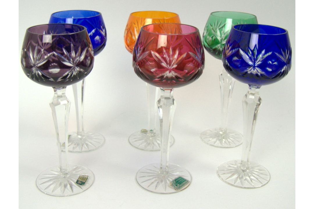 Lot farbige Bleikristall Weingläser, verschiedene Farben, insgesamt 6 Stück. Höhe ca. 19 cm - Bild 2 aus 2