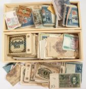 Großes Lot Reichsbanknoten und andere Scheine aus Auflösung. Mehrere hundert Stück, für den