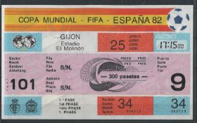 WM Spanien 1982 Eintrittskarte GIJON Estadio El Molinon 25.06.1982, 1. Phase Reihe S/N., 17:15 h