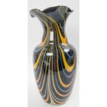 Vintage Murano schwere Glasvase, mit blau/gelben Einschmelzungen. Höhe ca. 35 cm