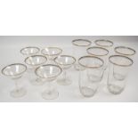 Lot Gläser mit Goldrand, feines Glas, dabei 6 Wassergläser sowie 6 Likörgläser. Guter Zustand.