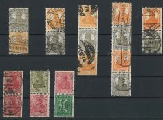 Deutsches Reich Steckkarte Germania, Zusammendrucke, gestempelt
