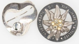 2 Broschen, 800er Silber.