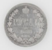 Russland 1878 СПБ, 1 Rubel - Silbermünze "Zar Alexander II.". Prägestätte: Sankt Petersburg.