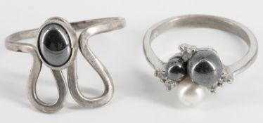 2 ausgefallene Ringe, 925er Silber.