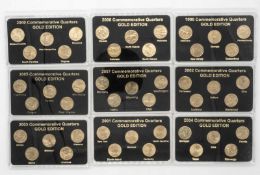 "50 States Commemorative Quarters" 1999-2008 Complete Set - Gold Edition. 2008 fehlend!