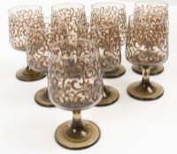 8 Vintage Weingläser aus der Libbey Prado-Serie. 1970er Jahre. Höhe ca. 15 cm
