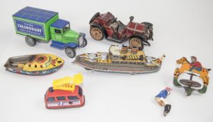 Konvolut Blechspielzeug, dabei Schuco 1225, Kanonenboot, etc. Teilweise nicht komplett.