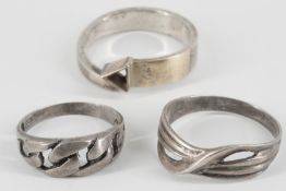 3 925er Silber Ringe, verschiedene Modelle.
