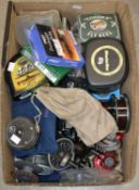 A box of assorted fishing items, to include a Condex Fly Reel; a Freshwater Delta Reel; a Predex