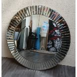 Large circular mirror with bevelled glass surround - Approx diameter 100cm